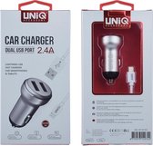 UNIQ Accessory Autolader Apple Lightning 2.4A - Grijs
