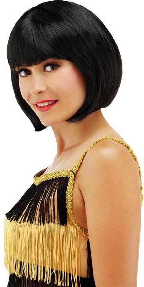 Zwarte pruik boblijn Clearance