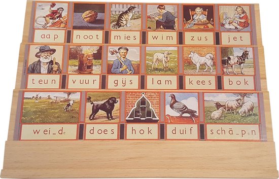 Play Time - Houten Leesplank Aap Noot Mies - inclusief letters en envelop