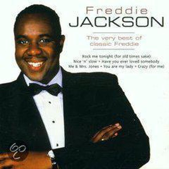 Freddie Jackson, "The very best of classic Freddie". Zwarte smoking, vlinderdas, lachend.