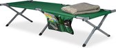 relaxdays stretcher XL set van 2 - opklapbaar bed - camping veldbed - campingbed - hoog groen