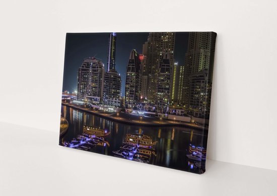 Dubaï | Villes | Tissu en toile | Décoration murale | 150 cm x 100 cm | Peinture | Photo sur toile