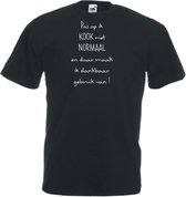 Mijncadeautje Unisex T-shirt zwart (maat L) Pas op ik kook niet normaal