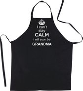 Mijncadeautje Schort - Can't stay calm, Grandma - opdruk wit - mooie en exclusieve keukenschort - zwart