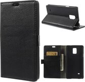 Litchi wallet hoesje Samsung Galaxy Note 4 zwart