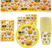 76-delige Emoji Verjaardagsfeesttafelgerei voor 15 personen - Inclusief Borden, Bekers, Tafelkleed, Servetten & Feestzakjes - Perfect voor de Verjaardag van Kinderen, Decoraties & Emoji Themafeestjes