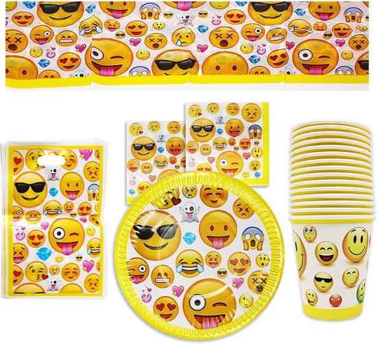 Vaisselle de fête d'anniversaire Emoji de 76 pièces pour 15 personnes -  Comprend des... | bol.com