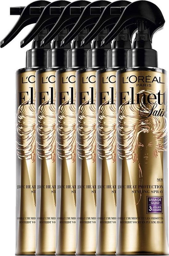 L’Oréal Paris Elnett Satin - Heat Protection Spray - 6 x 170 ml