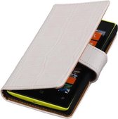Wit Krokodil booktype cover hoesje voor Microsoft Lumia 532