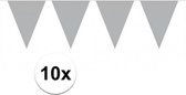 10x vlaggenlijn / slinger zilver 10 meter - totaal 100 meter - slingers