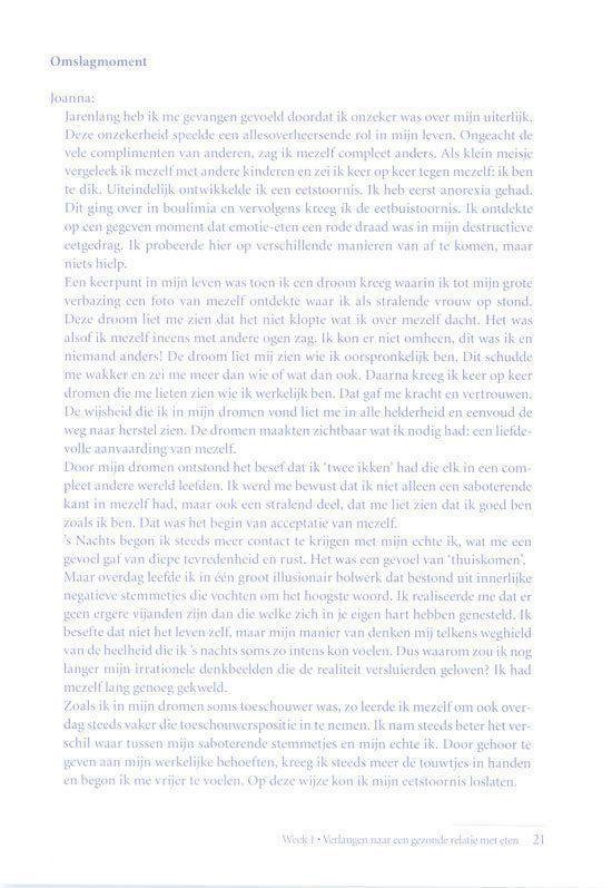 Pagina met tekst, deel van 'Uit de ban van emotie-eten'.