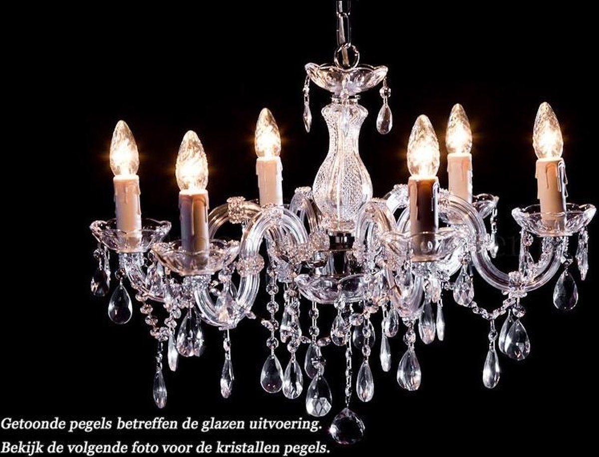 Kristallen Kroonluchter Maria Theresa 6 lichts Ø60cm - chroom kristal