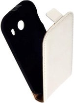 Lederen Wit Samsung Galaxy Ace Style Flip case case Telefoonhoesje