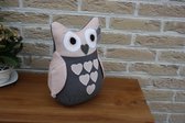 Peluche déco hibou rose avec coeurs