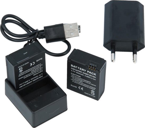 Dual USB thuis en lader + 2 batterijen AHDBT-301/201 voor GoPro Hero 4 |  bol.com