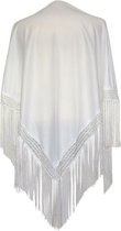 Manton espagnol - châle - blanc uni avec déguisement ou robe flamenco