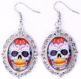 Sugar skull oorbellen zilver type 1