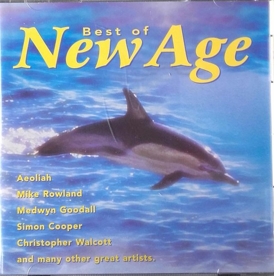 CD-hoes met de titel 'Best of New Age' en een afbeelding van een dolfijn die uit blauw water springt.