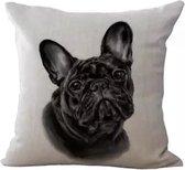 Kussenhoes - Franse Bulldog zwart - Woondecoratie - Hoes voor kussen - 45 x 45 cm