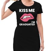 Kiss me i am graduated jurkje zwart dames - feest jurk dames - geslaagd/afgestudeerd kleding 42
