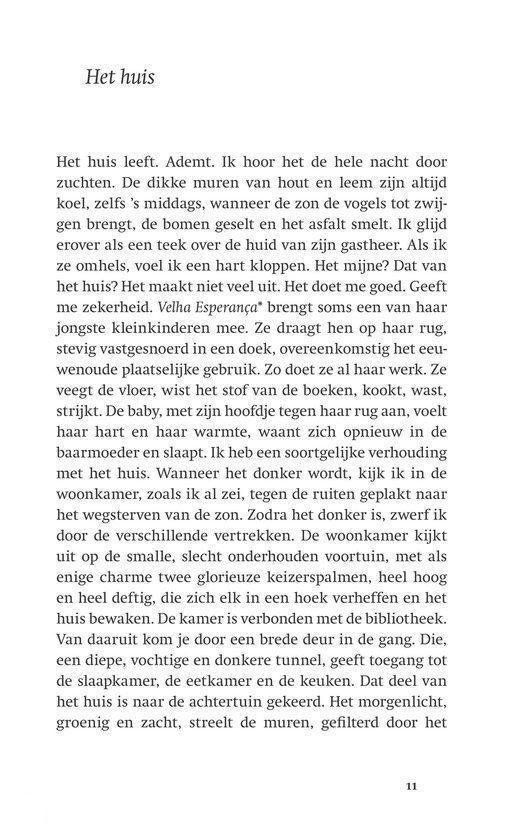Tekst over een huis, met beschrijvingen van de muren, de vloer en de inrichting.
