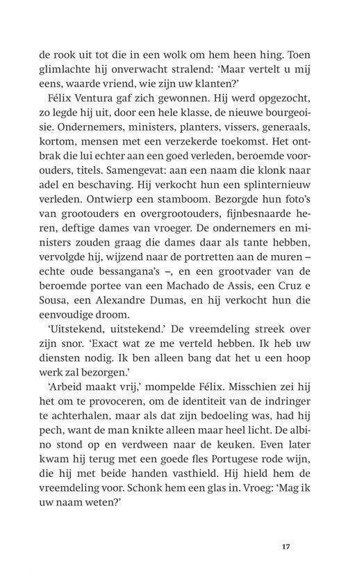 De tekst gaat over een gesprek dat Félix Ventura heeft met zijn klant.