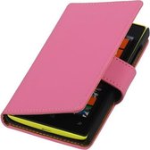 Roze Effen booktype cover hoesje voor Microsoft Lumia 532