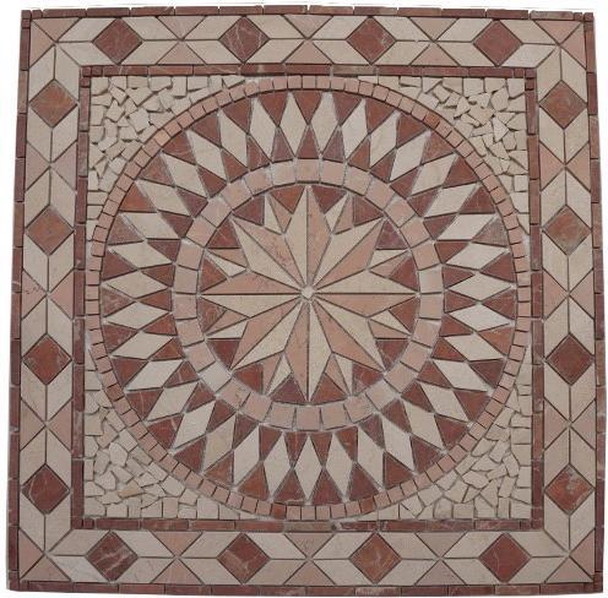 Tegel - Mozaiek medallion - 67 x 67 cm - rood beige/creme - 055 - Estile Mosaico