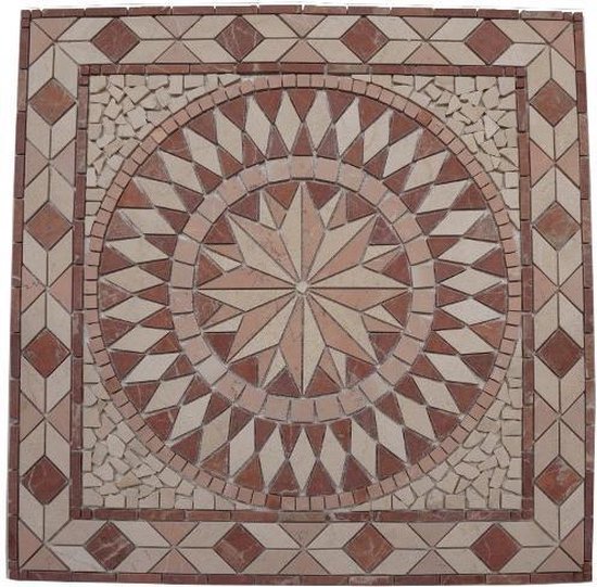 Tegel - Mozaiek medallion - 67 x 67 cm - rood beige/creme - 055