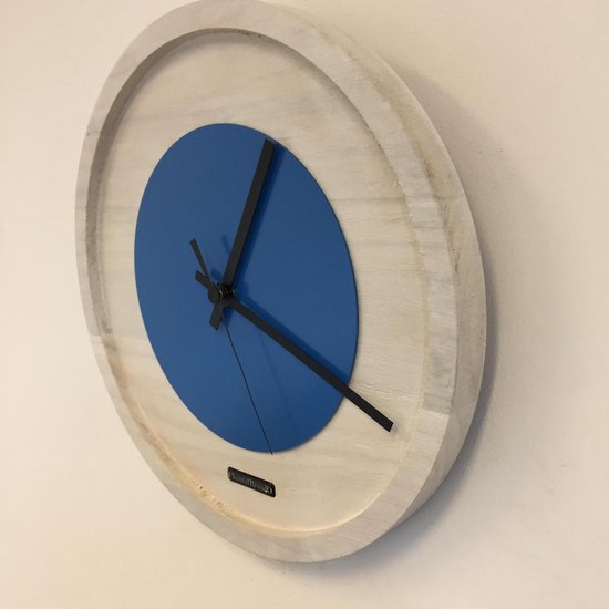 Horloge murale Quinten Design hollandais moderne blanc et bleu