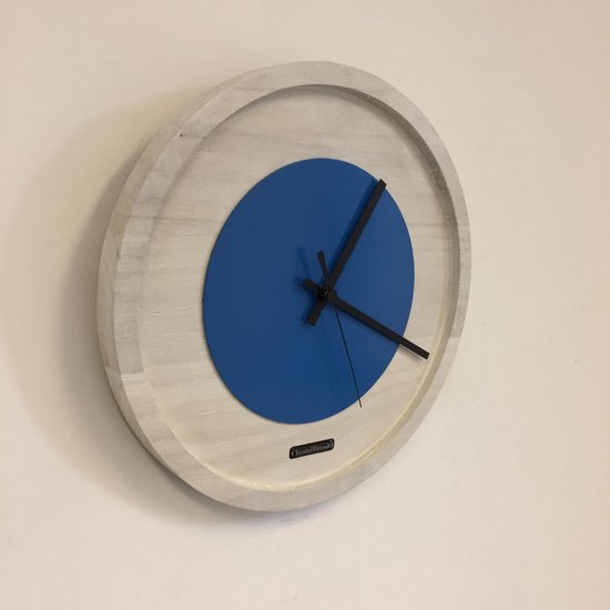 Horloge murale Quinten Design hollandais moderne blanc et bleu