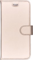 iPhone 8 Plus hoesje bookcase - iPhone 7 Plus hoesje bookcase - iPhone 8 Plus bookcase - telefoonhoesje iPhone 8 Plus bookcase - hoesje iPhone 8 Plus bookcase - Kunstleer - goud - Accezz Wall