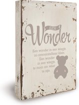Houten tekstbord "Een wonder" - baby cadeau - kinderkamer decoratie
