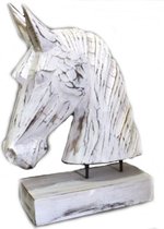 Tête de cheval en bois 29x22cm - Couleur Blanc antique