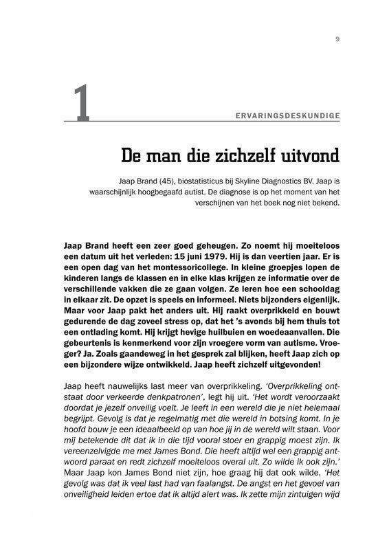 Pagina met tekst, beginnend met '1' en de titel 'De man die zichzelf uitvond'.