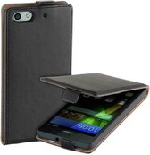 Zwart eco lederen flip case voor Huawei G Play Mini / Honor 4C case Telefoonhoesje