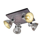 EGLO Barnstaple - wandlamp - 4-lichts - E27 - bruin-patina/zwart/oud-zink-look