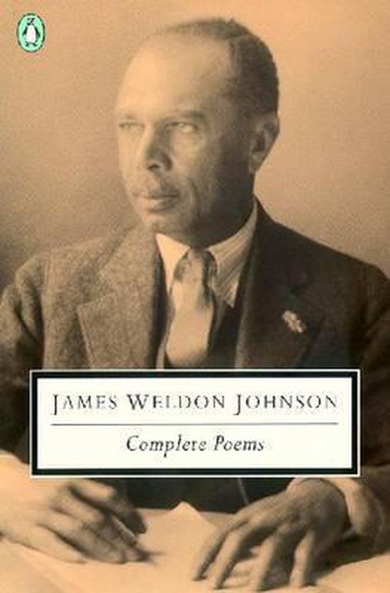 Portret van James Weldon Johnson met de titel 'Complete Poems'.
