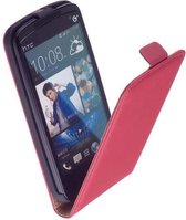 Lelycase Lederen Flip case case Telefoonhoesje - HTC Desire 500 Roze
