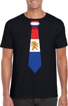 Zwart t-shirt met Hollandse vlag stropdas heren -  Nederland supporter M