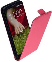 Lederen Flip case case Telefoonhoesje - LG G2 Roze