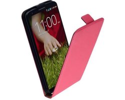 Lederen Flip case case Telefoonhoesje - LG G2 Roze