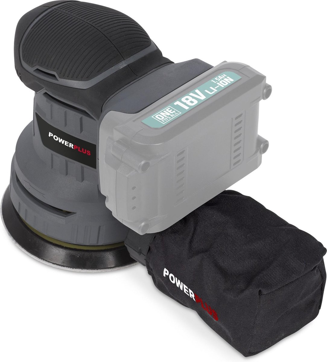 Powerplus excentrische accu-schuurmachine POWEB4010 - 18V, schuurpapier ᴓ125mm - 20000min-1 - zonder accu en lader, met 1 acc.