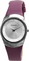 Prisma Horloge - Zilverkleurig (kleur kast) - Paars bandje - 25 mm