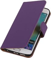 Effen Paars Samsung Galaxy S6 Edge - Book Case Wallet Cover Hoesje