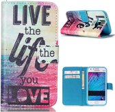 Etui Portefeuille iCarer Live The Life Print pour Samsung Galaxy J1 2016