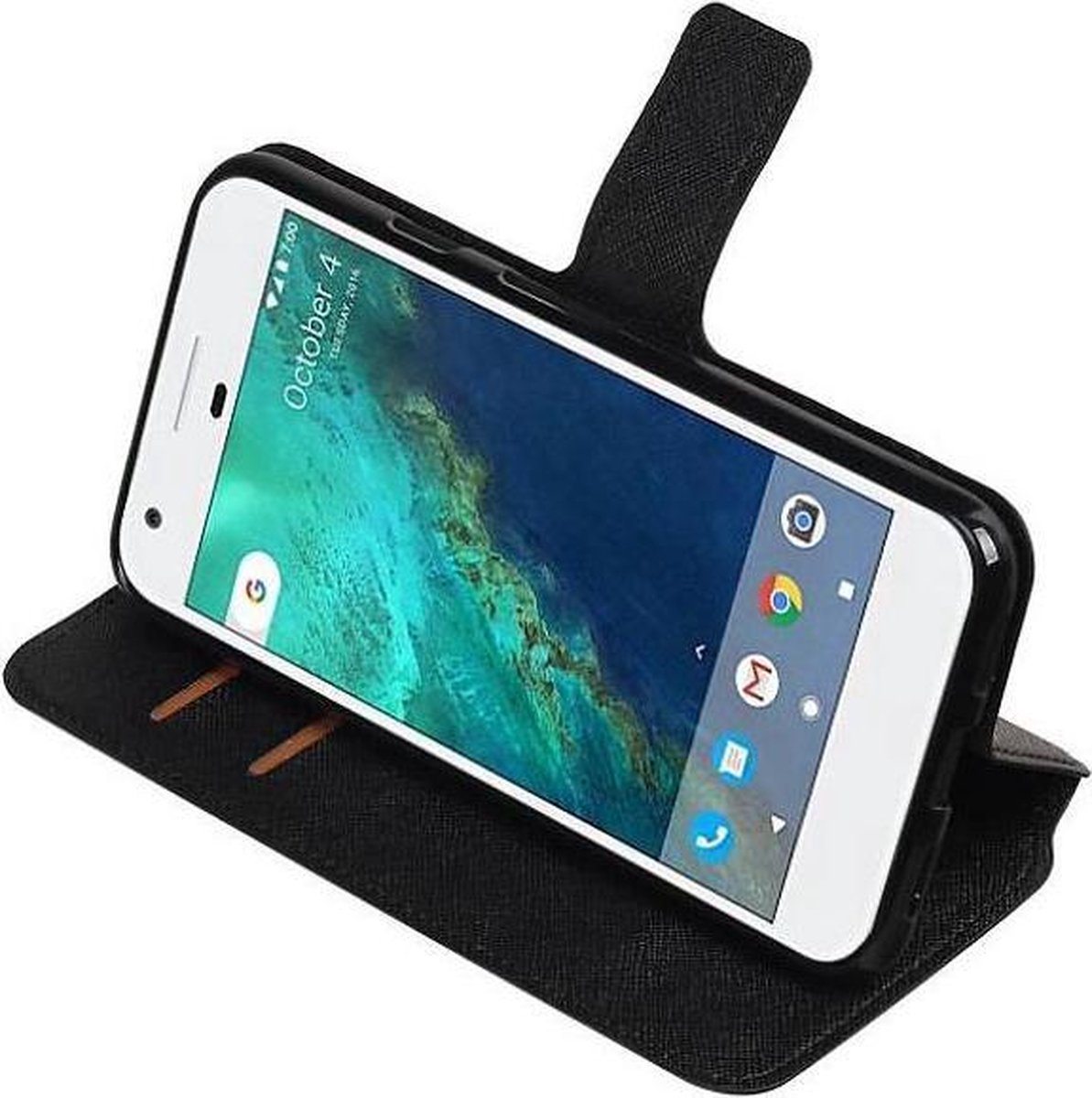Cross Pattern TPU Bookstyle Wallet Case Hoesjes Geschikt voor Google Pixel XL Zwart