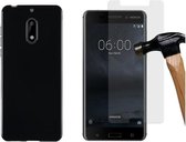 MP Case glasfolie tempered screen protector gehard glas voor Nokia 6 + Gratis Dark TPU case hoesje voor Nokia 6