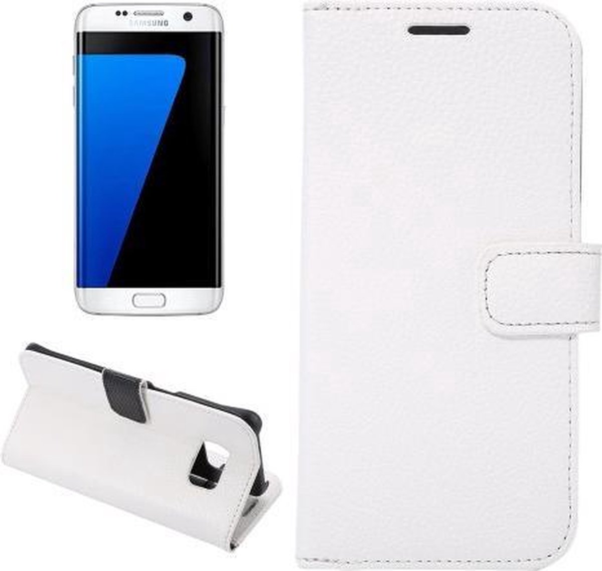 Lychee Grain Wallet case hoesje Geschikt voor: Samsung Galaxy S7 edge wit