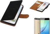 MP Case Pull Up TPU PU Leder Bookstyle voor Huawei Nova Zwart